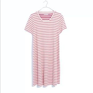 Madewell striped retreat dress in red/white, s